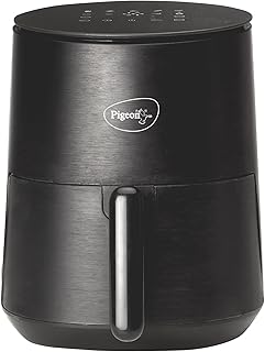 Pigeon Healthifry 3.3L Compact Digital Air Fryer | 1200W | 360° Rapid Air Circulation | 85% Less Oil | Non-Stick Basket | Touch Control | Perfect for 1-2 People | Auto Shut-Off | 2Y Warranty | Black