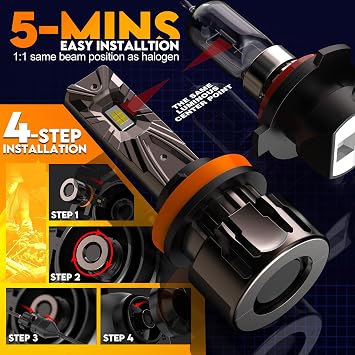 Upgrade H11 LED Headlight Bulb, 26000LM 400% Brighter Wireless, 6500K White Bright High or Low Beam H9 LED Bulb with Fan, Halogen Replacement, Plug and Play, Pack of 2 (H11/H9/H8)