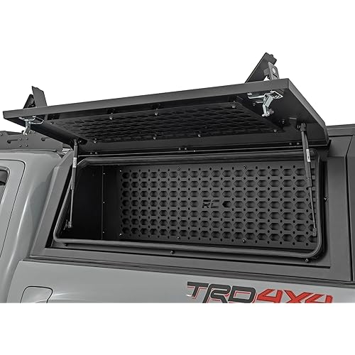 Rough Country Bed Cap Molle Panel Side Storage Bin (Driver Side) - Fits RC Bed Caps Only for Toyota Tacoma (2016–2023), Truck Bed Cap Organizer w/LED Light