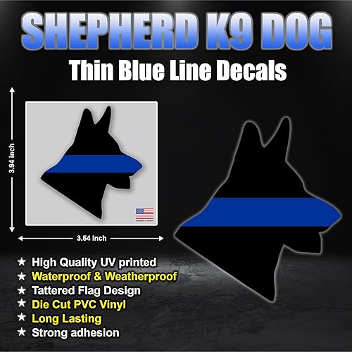 Miniatura 2 de GRITKULTURE - Adhesivo de perro de línea azul fina de 4 x 36 pulgadas para coches camiones vasos portátiles y calcomanías de ventana bandera de