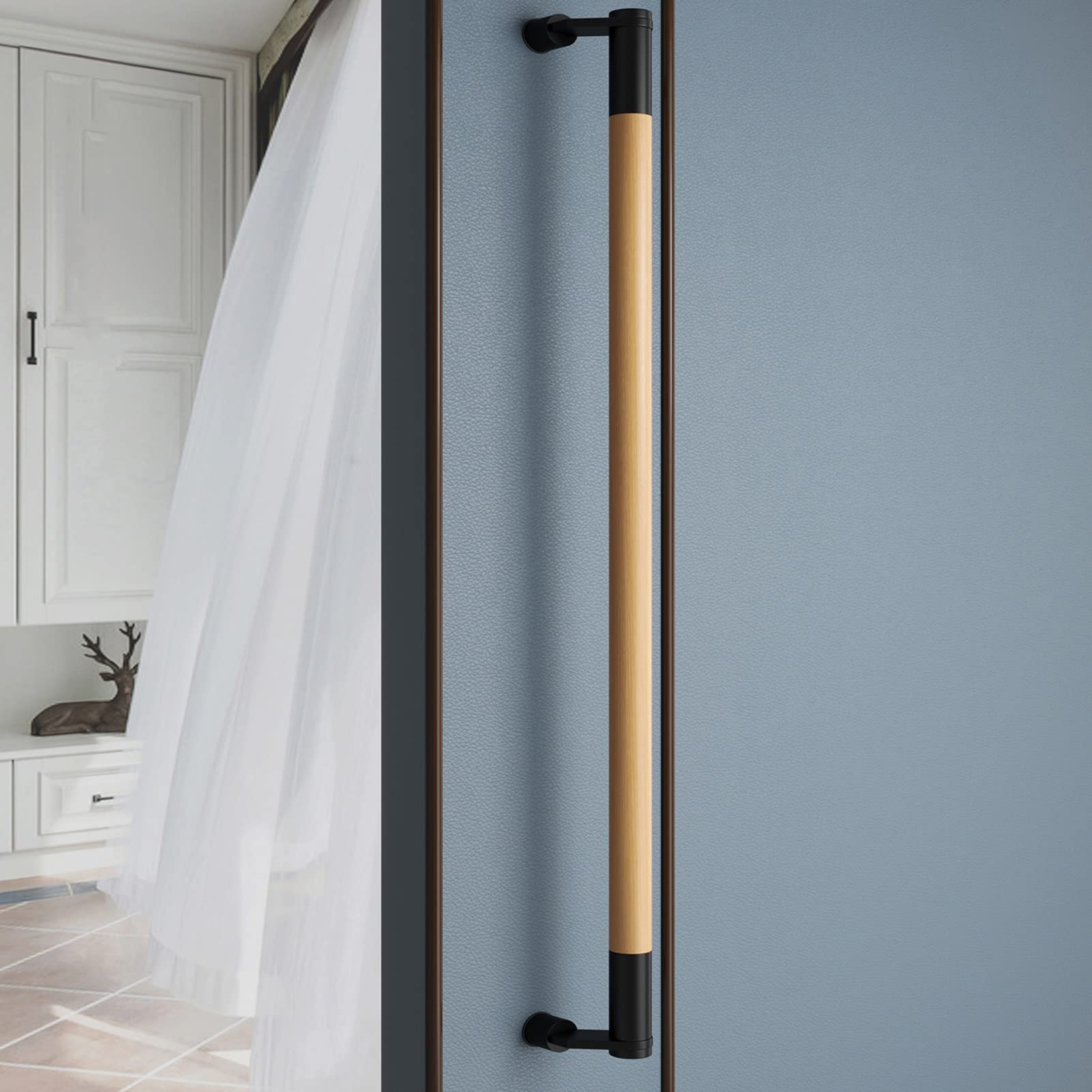 DFGHNBVC Stainless Steel Barn Door Pull Handle 24/32/39/47 Inch - 2-Piece Sliding Push Handle For Solid Wood Glass Doors, Heavy Duty, Modern Design,Style7-80Cm/32In Length