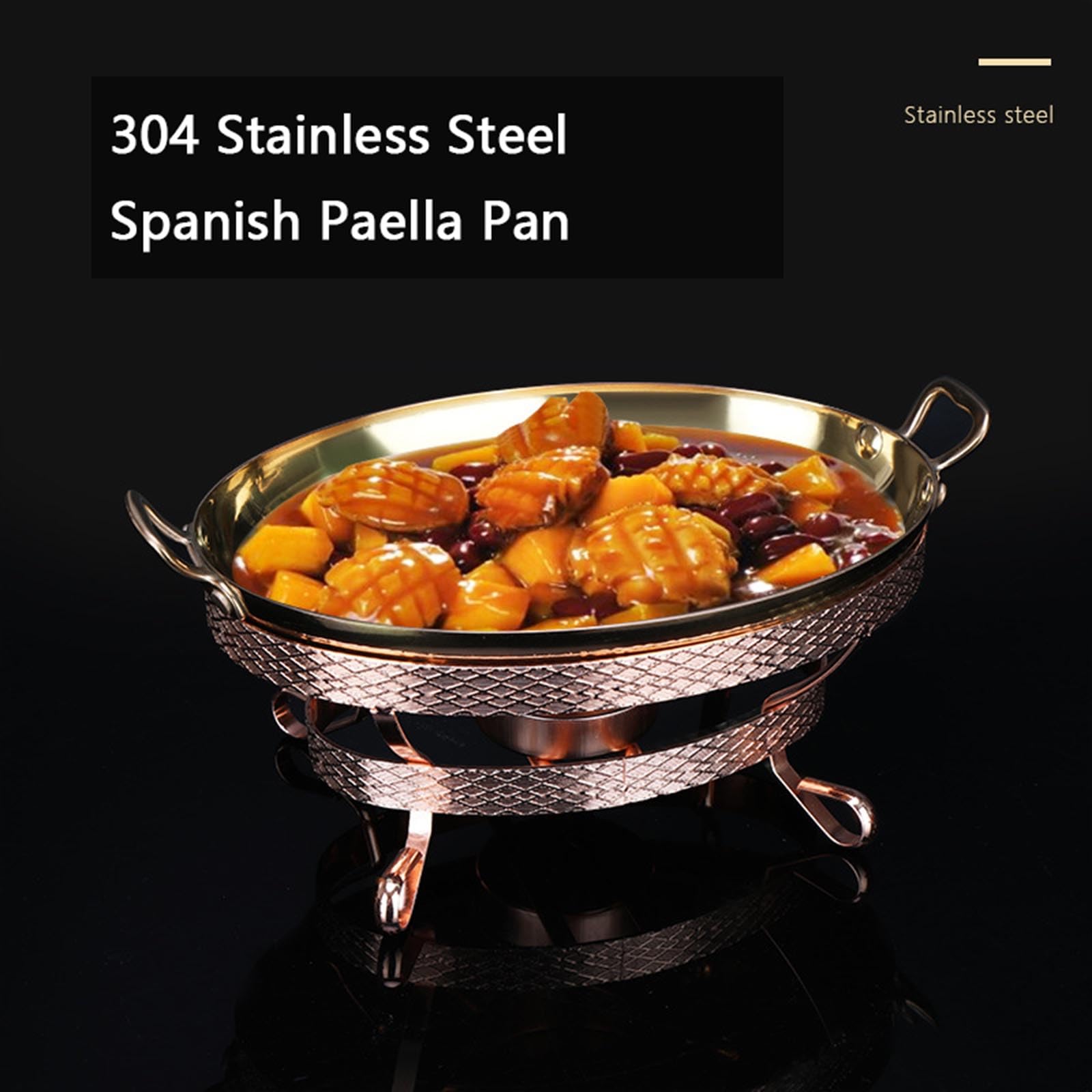 Paella-Pfanne aus Edelstahl, ovaler Meeresfrüchte-Hummerteller, antihaftbeschichtet, unbeschichtet, mit Doppelgriff, Paella-Kochgeschirr für Zuhause oder Restaurants,Silber,25cm