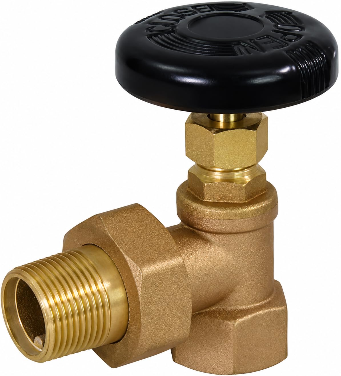 Midline Valve IXW-U034 Heavy Duty Hot Water Steam Radiator Valve; Air Vent Temperature Control; 3/4 in. FIP x Male Union; Brass