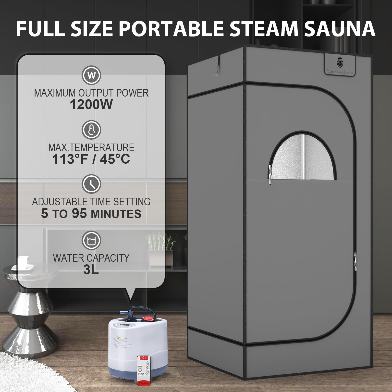 RELAX4LIFE 3 L Mini Dampfsauna, Heimsauna Mit Fernb Produktbild-Vorschau 8