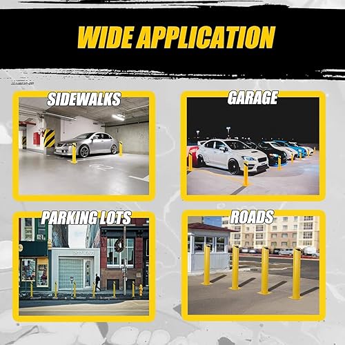 Miniatura 6 de Aysiofdy Poste de bolardo de seguridad, bolardos de acero de altura de 48 pulgadas, bolardo de estacionamiento de 4.5 pulgadas de diámetro, poste de
