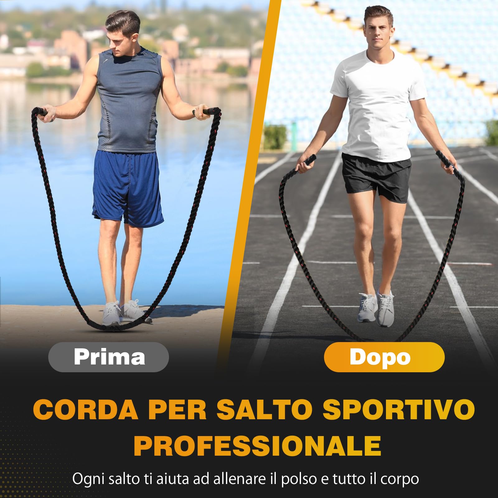 corda per saltare pesante, 1,3 kg peso per l'allenamento muscolare di tutto il corpo per l'allenamento di forza e resistenza e come integratore per la perdita di peso | corda per il fitness
