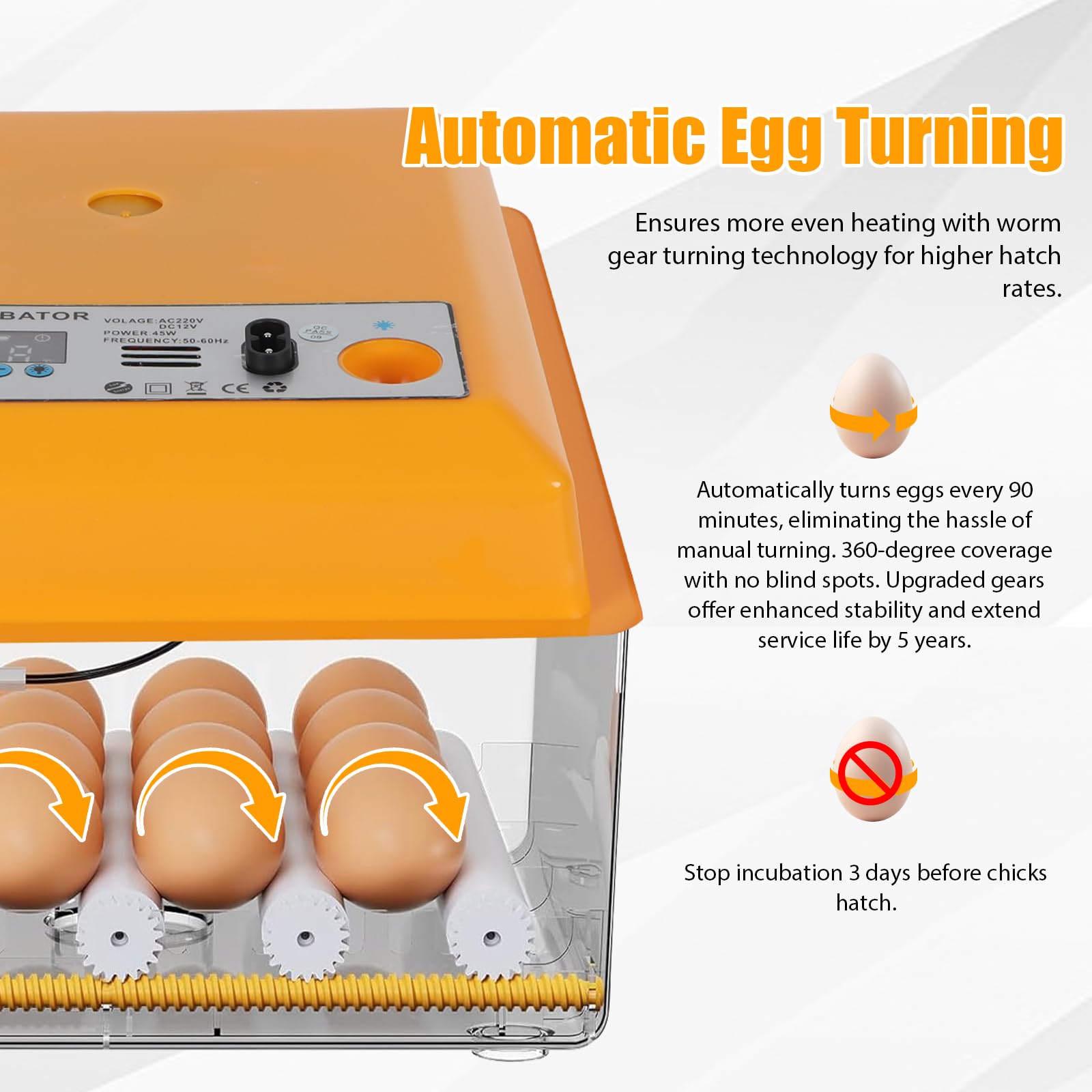 Incubadora totalmente automática para pollos, con sistema de rotación automático y control de temperatura, incubadora de huevos para 12-16 huevos (amarillo 16)