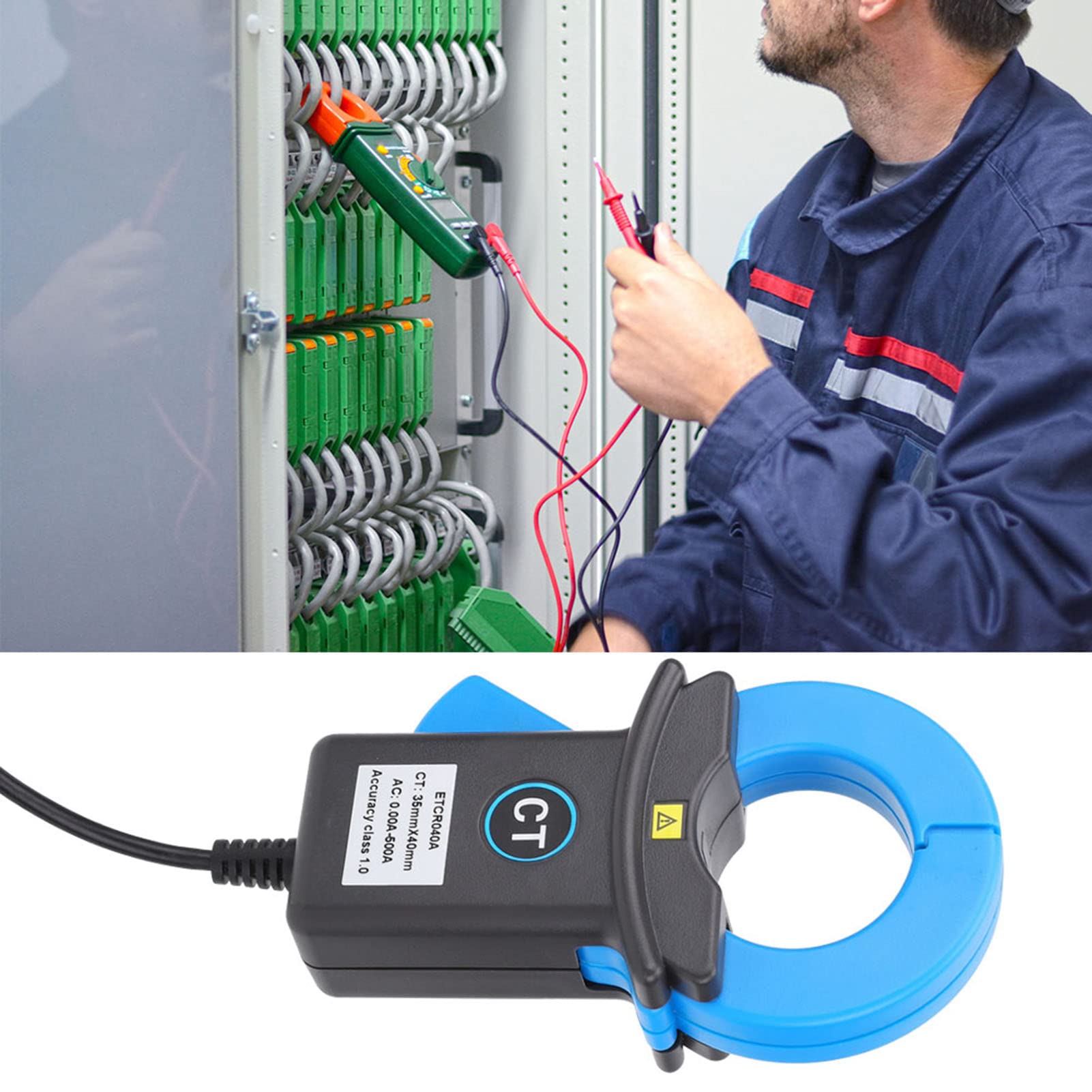 Sensor de Corriente de Sujeción -skleck -Detección del Instrumento de Medición Industrial Eléctrico Conector BNC Azul para Detección con Alta Precisión (ETCR040A)