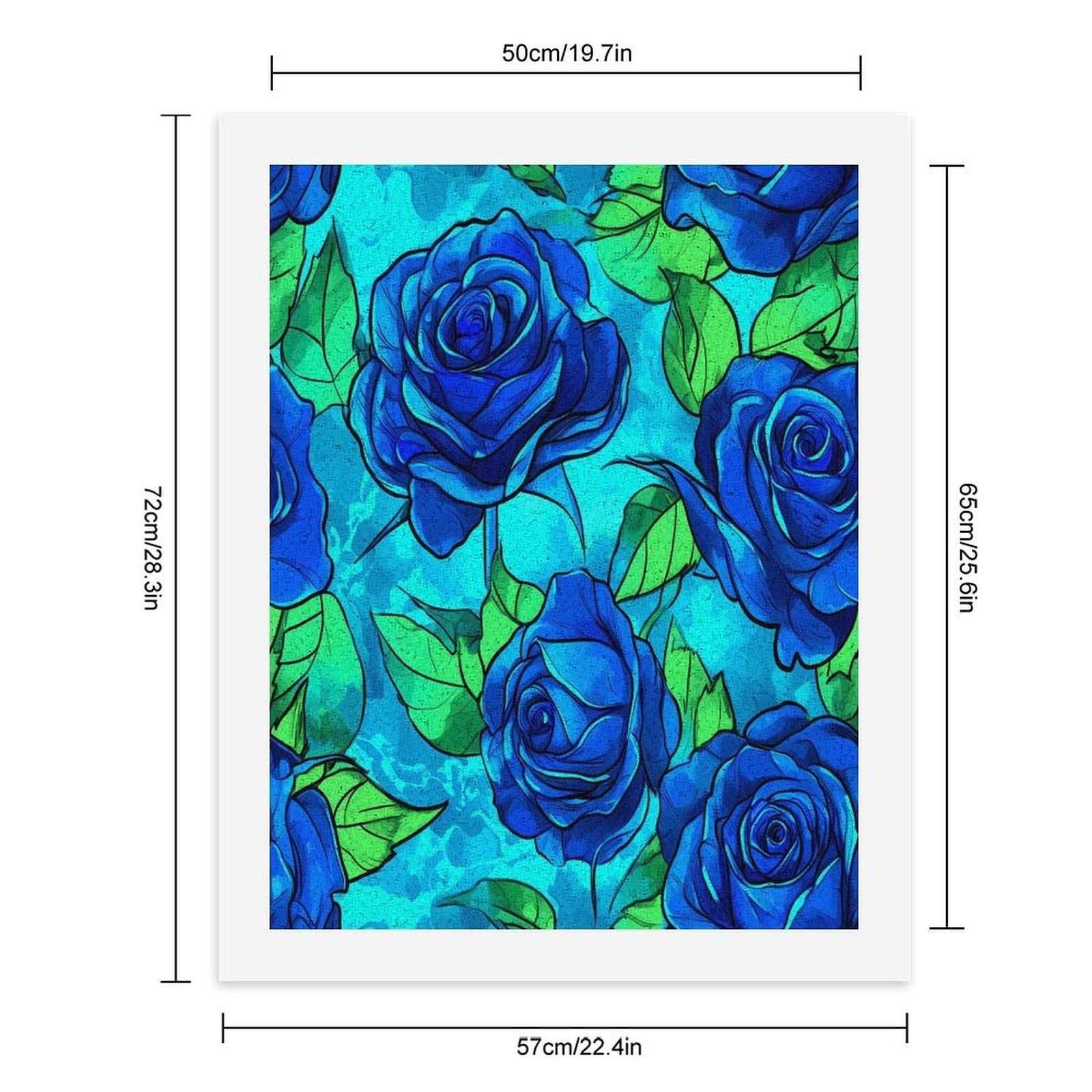 Lustiges Malen-nach-Zahlen-Set für Erwachsene, Motiv: Blaue Rosen, vertikal, Baumwolle, digitales Ölgemälde, Heimdekoration, Geschenk, 65 x 50 cm