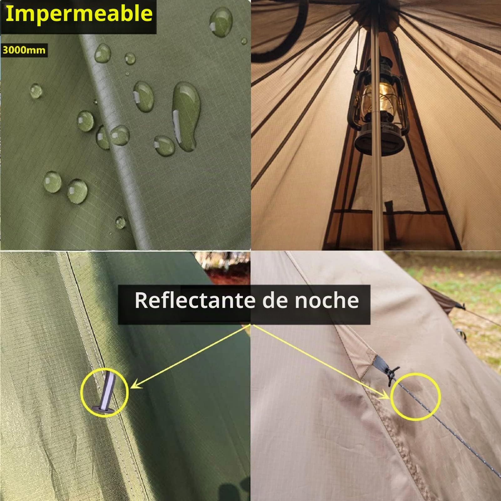 Tienda Tipi 4 Estaciones Ultraligera Chimenea Nieve ALU 7075