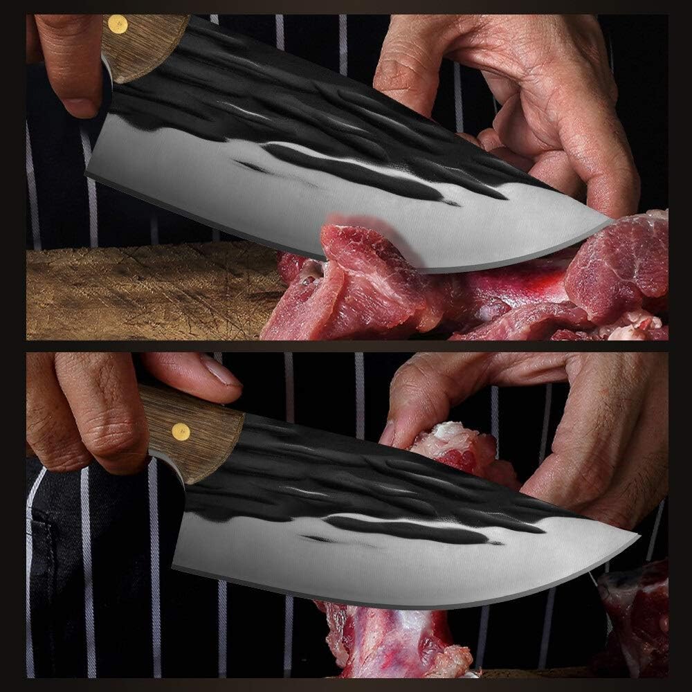 Meat Cleaver,Cleaver Knife Butcher Knife 5Cr15 Molybdenum Vanadium Steel Wooden Handle Kitchen Knife Cutting Tool Butcher Knife Outdoor Hunting Knife, LAMAJIGA5844