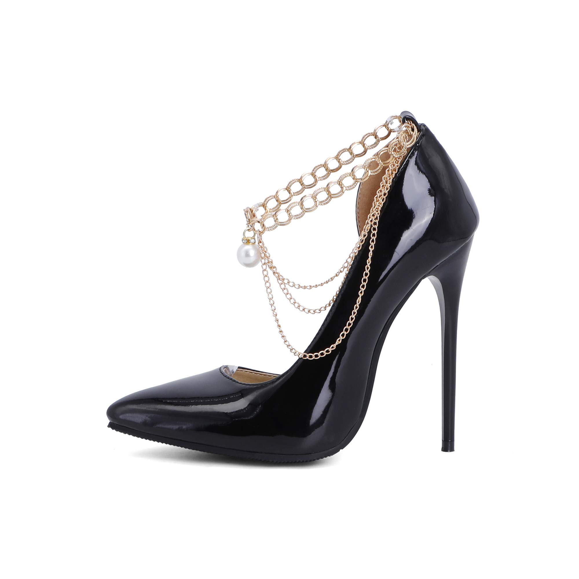 Escarpins sexy à bout pointu pour femme avec talon haut de 12 cm - Escarpins faciles à marcher et à faire la fête pour femme - Grande taille Z8821s