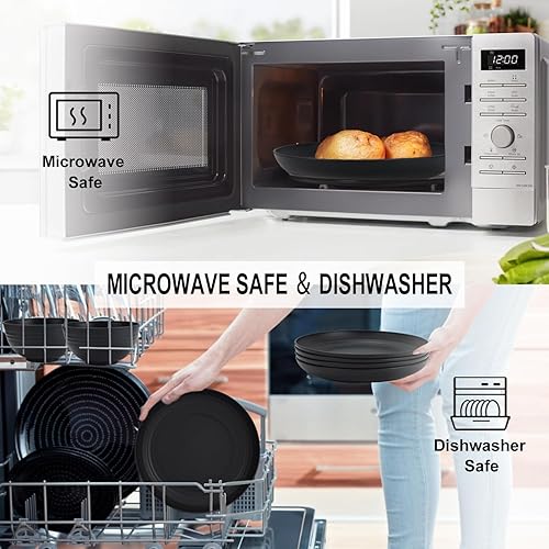 Miniatura 4 de Juego de vajilla de paja de trigo de 28 piezas, apto para microondas y lavavajillas, juego de vajilla irrompible, juego de vajilla reutilizable,