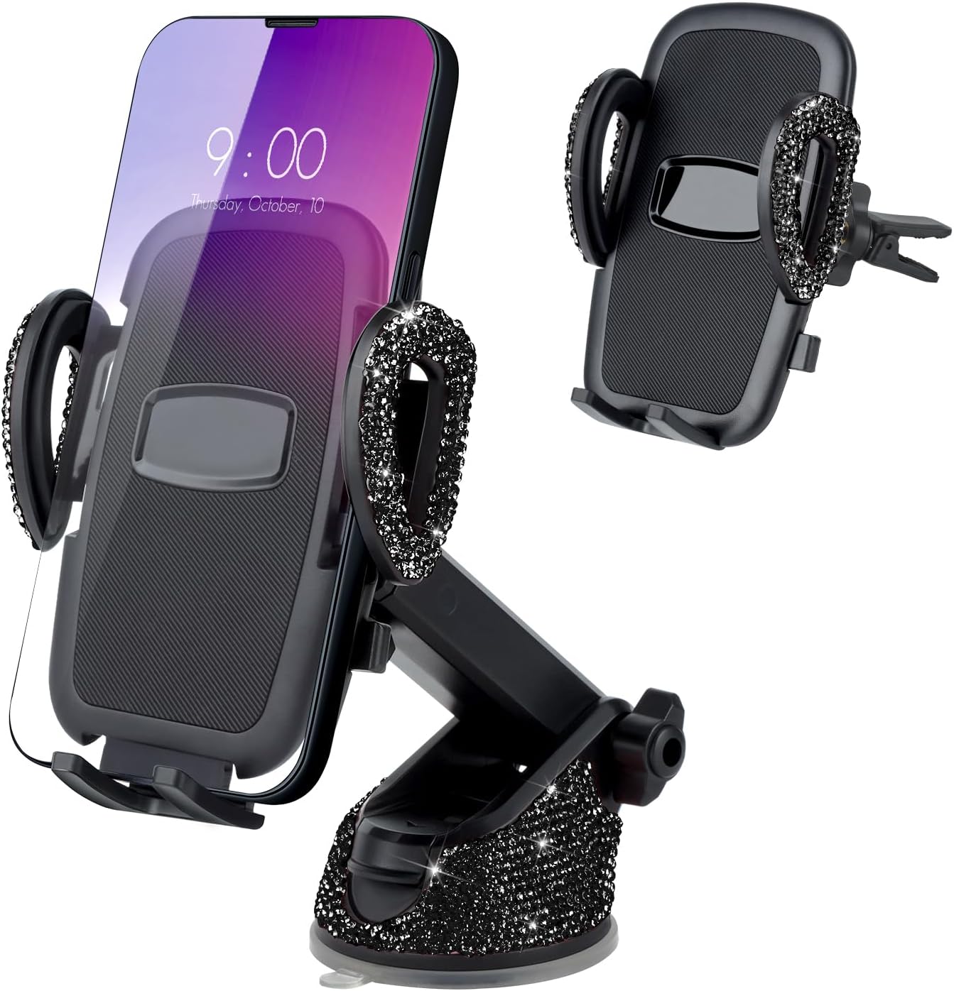 eing Car Phone Mount Holder Dashboard Air Vent Windshield,Compatible with iPhone 12/11/11 Pro/8 Plus/8/SE/X/XR/XS/7 Plus Samsung S20/S10/S9/S8,Moto,Huawei,Nokia,LG,Smartphones,Black