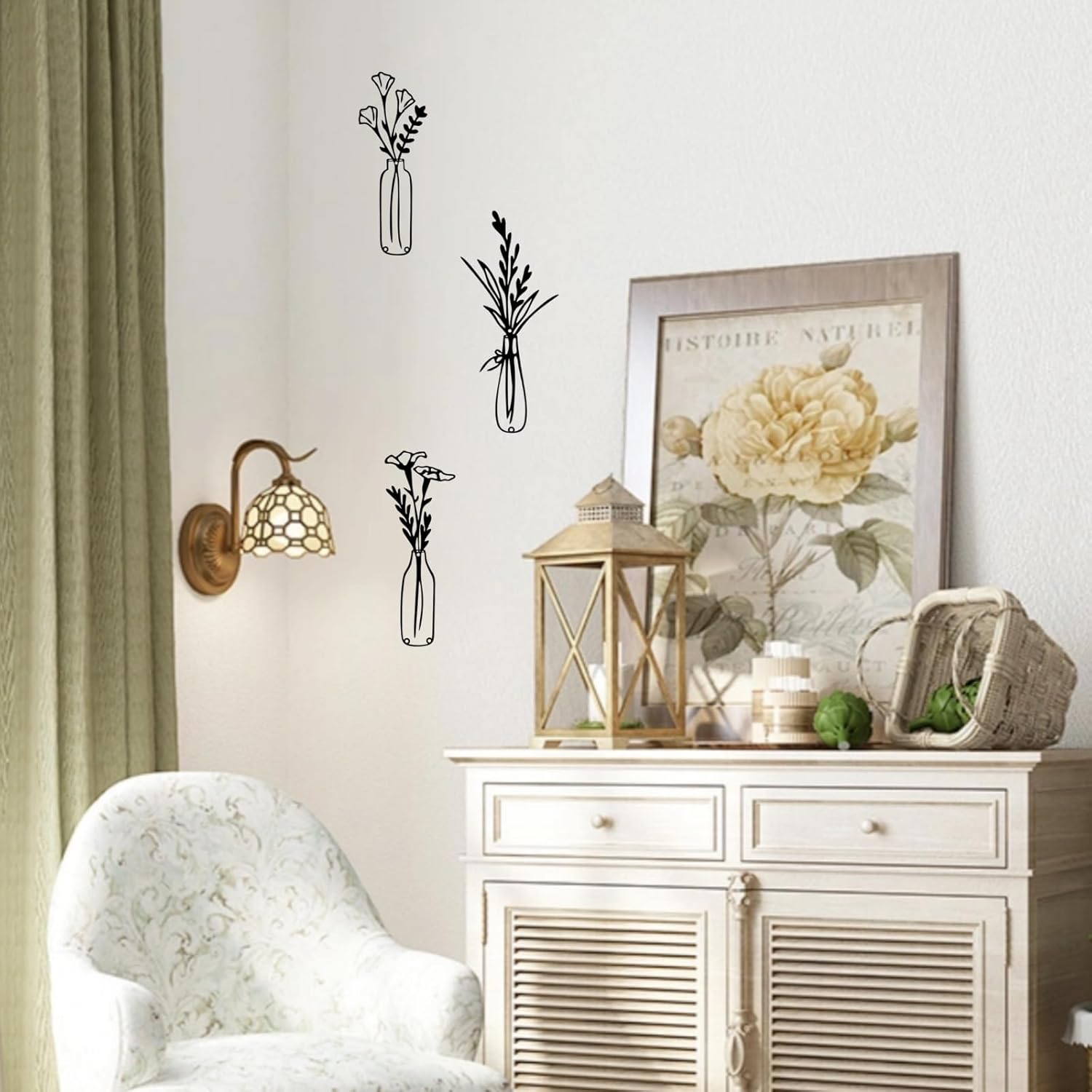 RISCORIO 3 Pieces Flower Wall Decor Minimalist Wall Art, Metal Flowers Wall Arts for Dining Room, Living Room, Bedroom, Bathroom, Kitchen, Rustic Farmhouse Decor, Black - Image 5