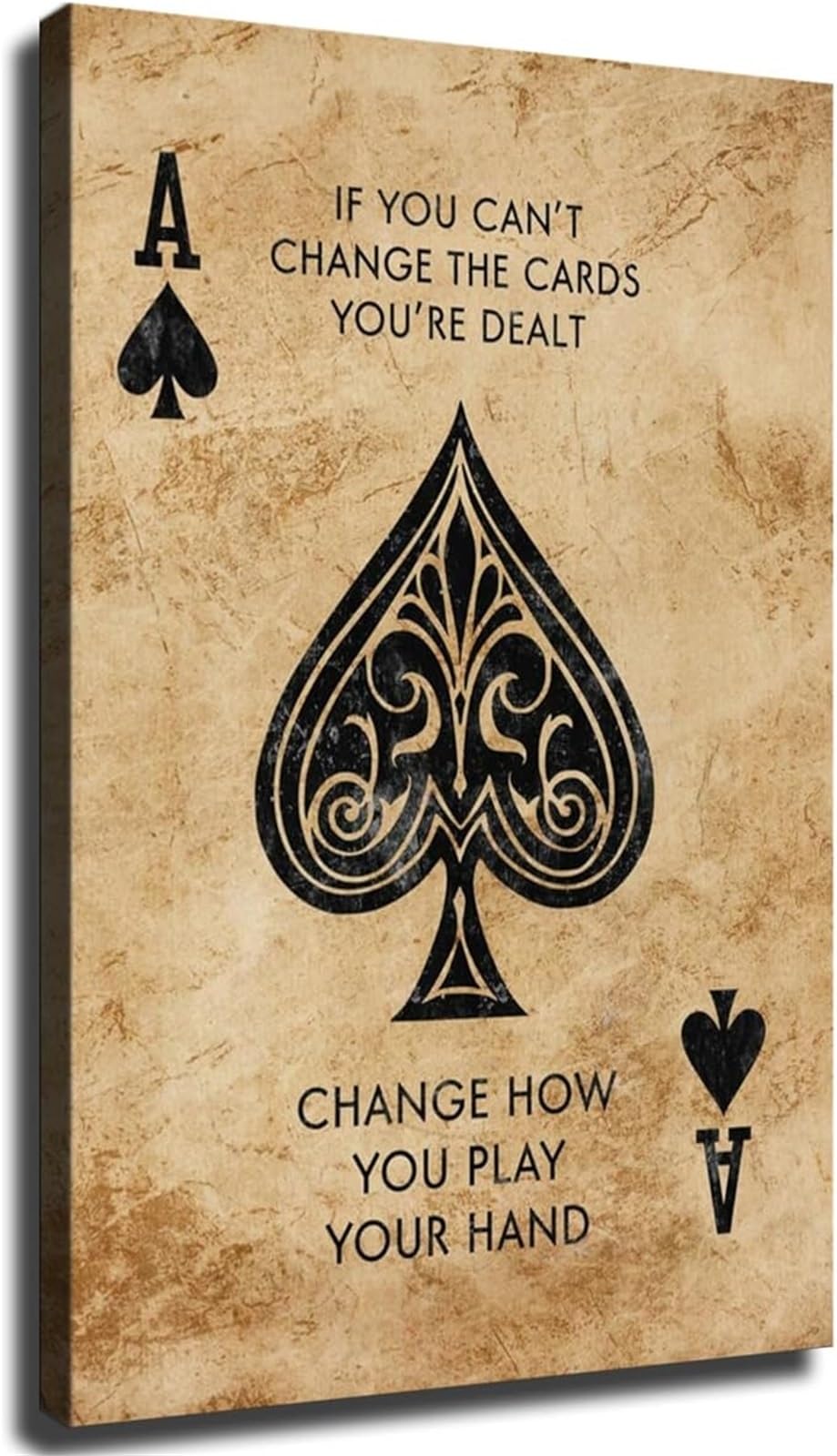 FNYUVNFAF Ace Spade Motivational Quote Poster Playing Cards Art for Home Game Room Framed,08x12inch(20x30cm)