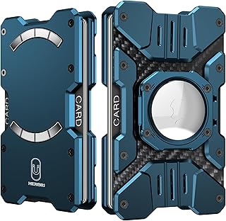 Metal Airtag Wallet - Aluminum and Carbon Fiber Card Holder for Phone Case, Magnetic Card Holder Wallet with Airtag Holder, Supports Magsafe, Phone Wallet(Airtag Excluded)