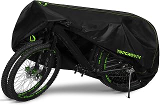 Topcrown Waterproof Bike Cover for 2 Bikes XXL - Outdoor Storage Rain Sun UV Dust Wind Proof 210D Black+Green w/ Bag