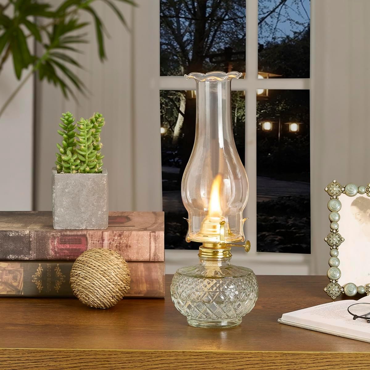 Oil Lamp Chimney Replacement,3 Inch Base by 9 Inch Tall Kerosene Lamp Globe,Clear Glass Oil Lamps Globe,Hurricane Lamp Globes Shade Cover,Crimped Top Chimney For OilLamps For Indoor Use Parts