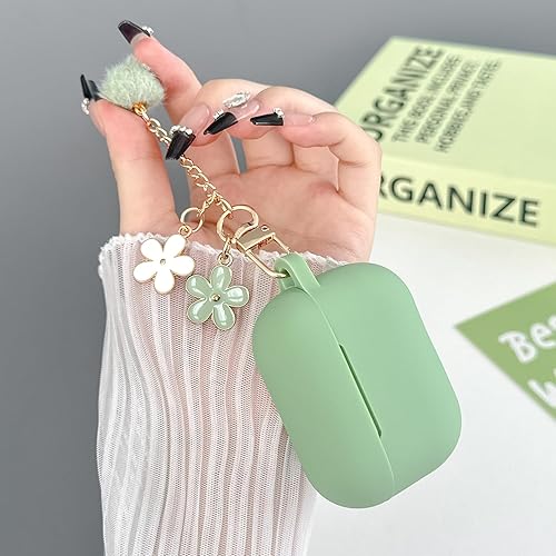 Miniatura 2 de Bonita funda para Airpods Pro de 21 generación para niñas y mujeres, con llavero de flor de pompón y kit de limpieza, piel protectora de silicona