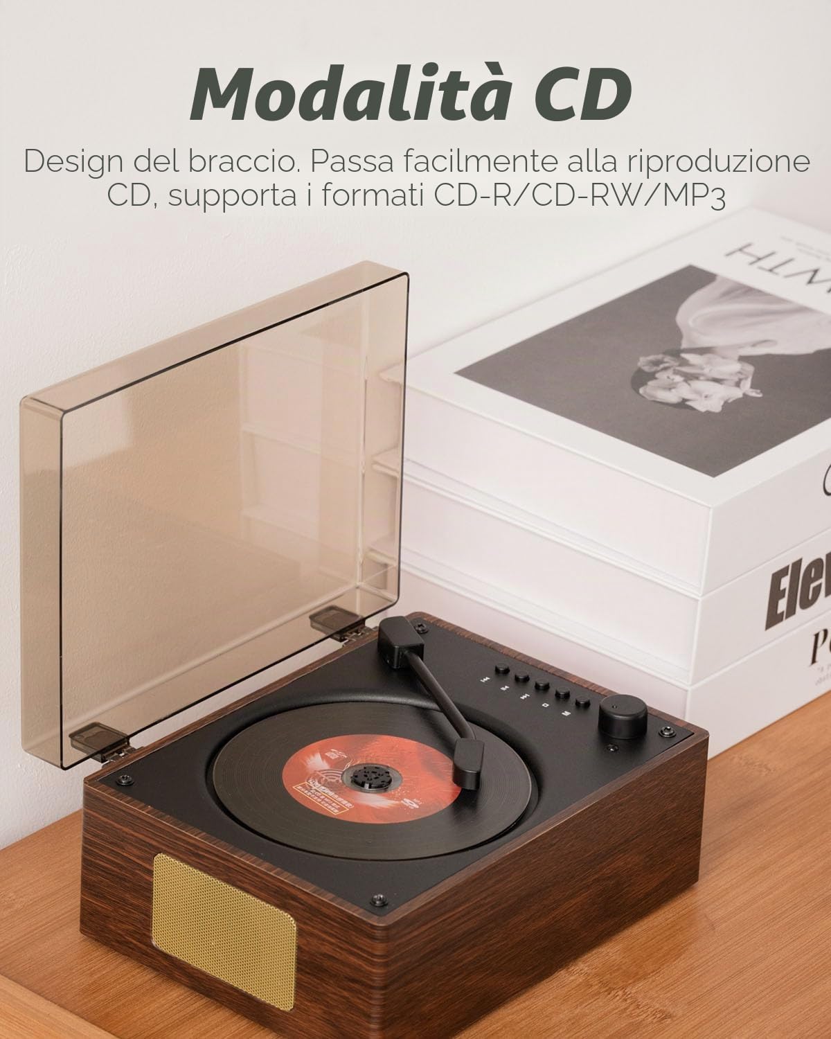 Lettori CD Portatili per la Casa Retro: Altoparlante Musicale Hi-Fi Bluetooth Batteria Integrata Telecomando Supporto AUX/USB Lettore per l'arredamento della casa Regali per gli Appassionati di Retrò