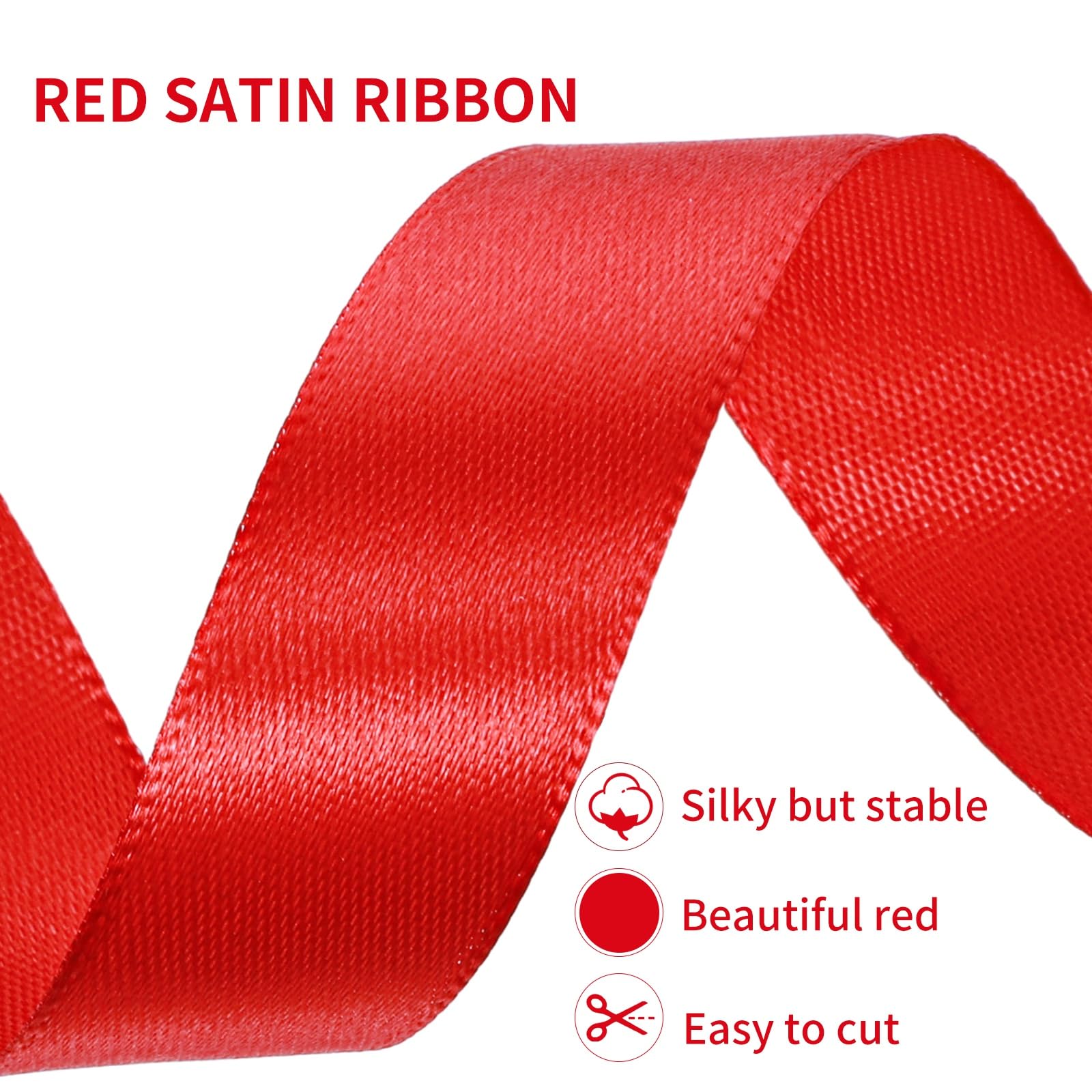 50 Meter Red Ribbon, 20mm Satin Ribbon Gift Ribbon Polyester Ribbon Red Ribbon for Gift Wrapping Bows Crafting Christmas Decoration Wedding Party - Image 4