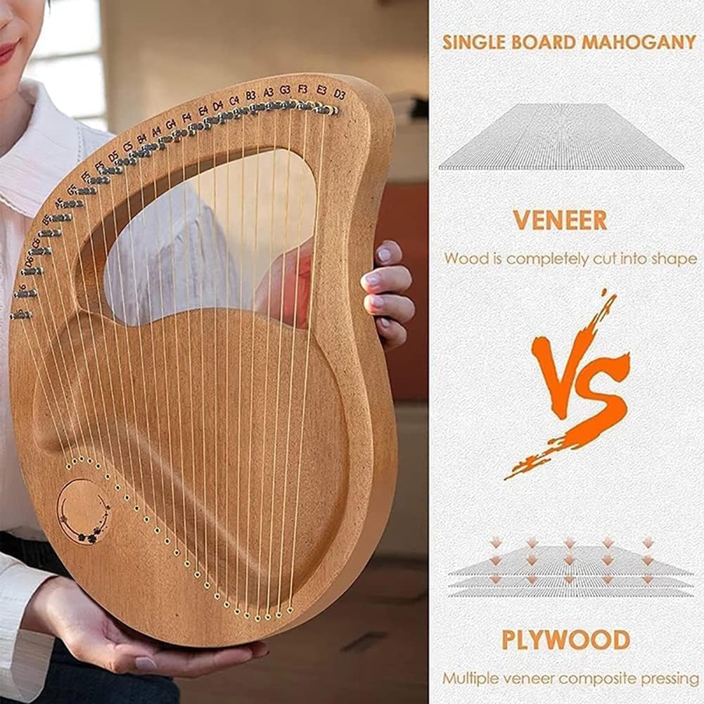 Lyre Harp, 24 Corde Arpa Acustica di Mogano, Strumento Musicale del Partito, Arpa Solida Portatile del Mogano, Arpa di Arte per Il Principiante, Corde del Metallo