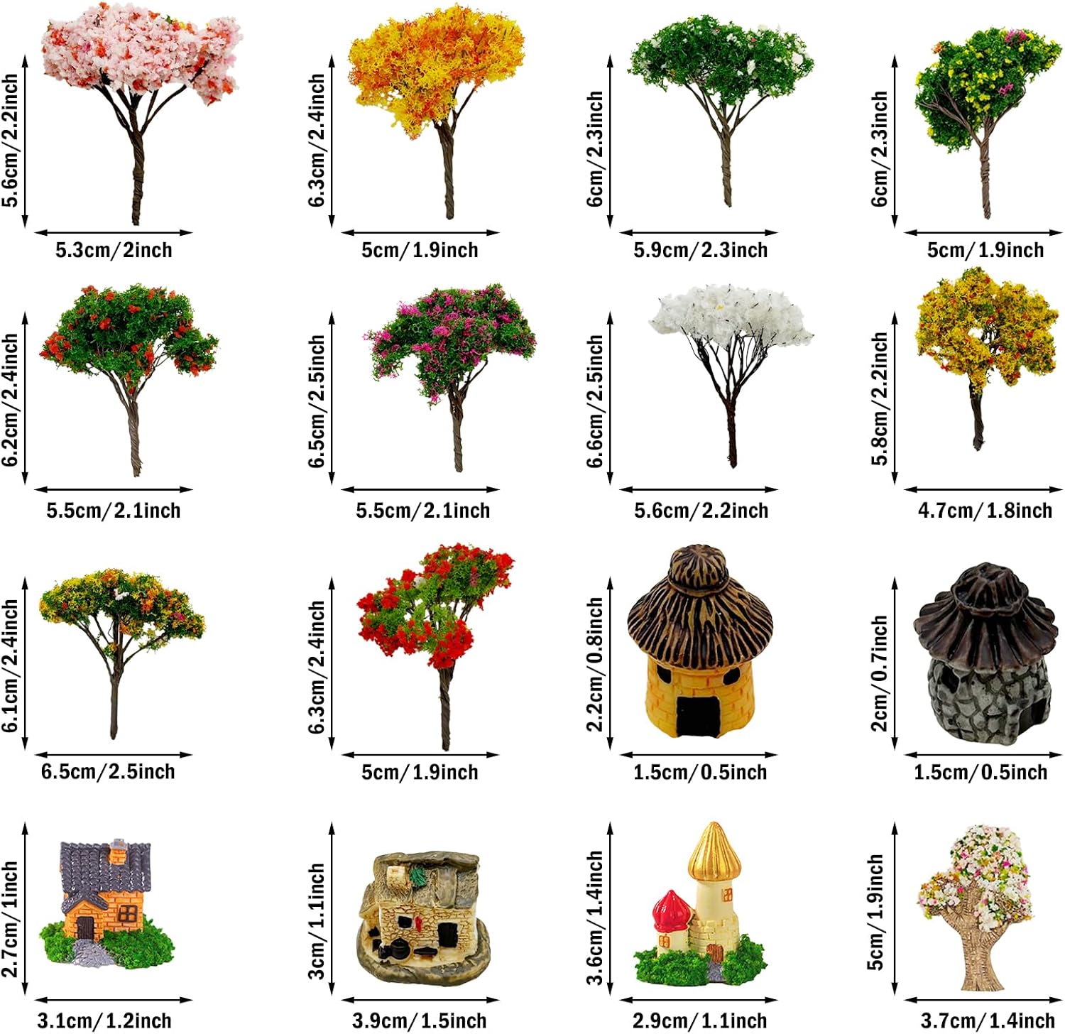 Cayway 83 PCS Fairy Garden Accessories Outdoor, Fairy Supplies Micro Landscape Decoration, Mixed Model Trees for DIY Craft Garden Decoration