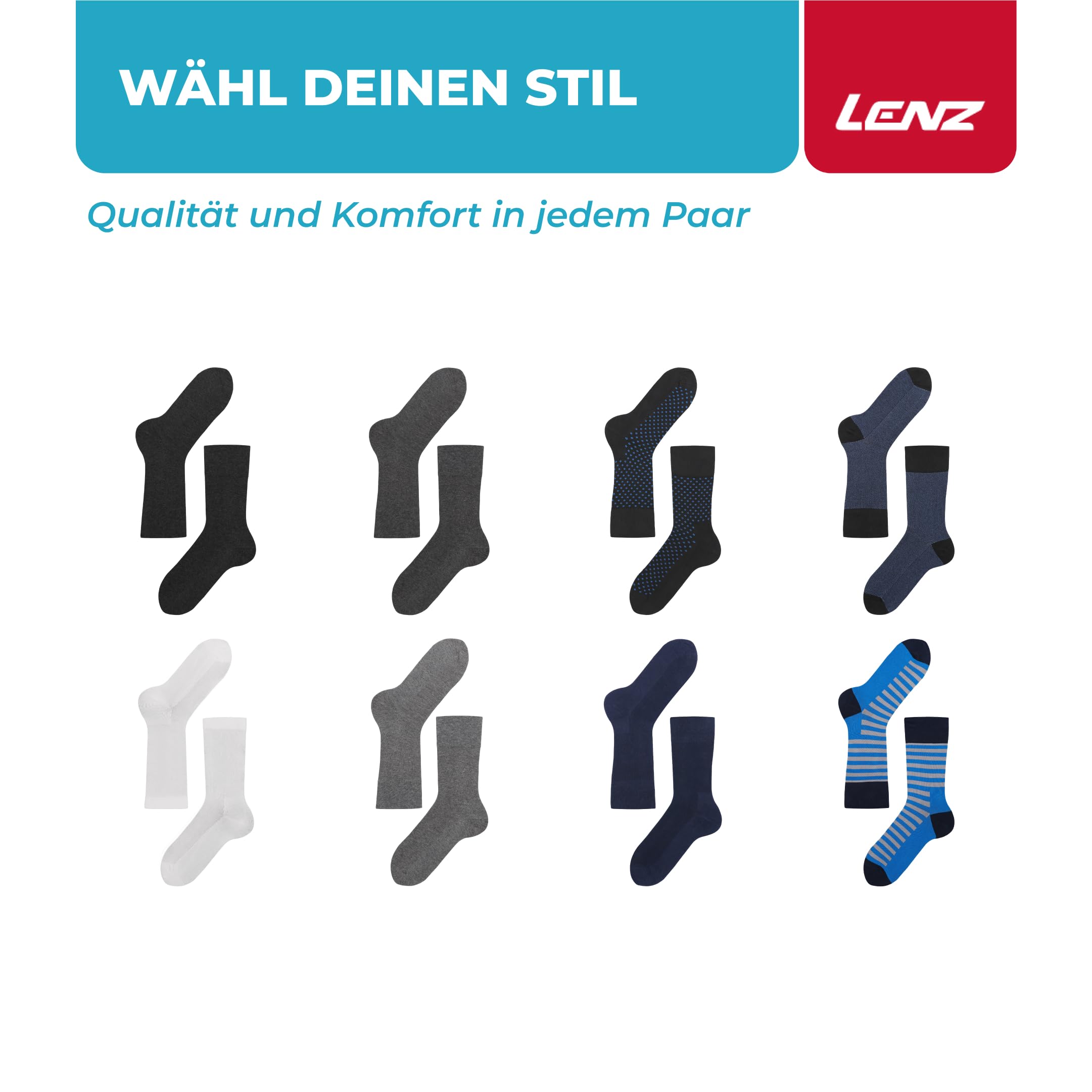 Lenz Think About Men Socken Herren: Nachhaltige, weiche und langlebige Herrensocken, extra weiches Bündchen, flache Nähte, gekettelte Sockenspitze