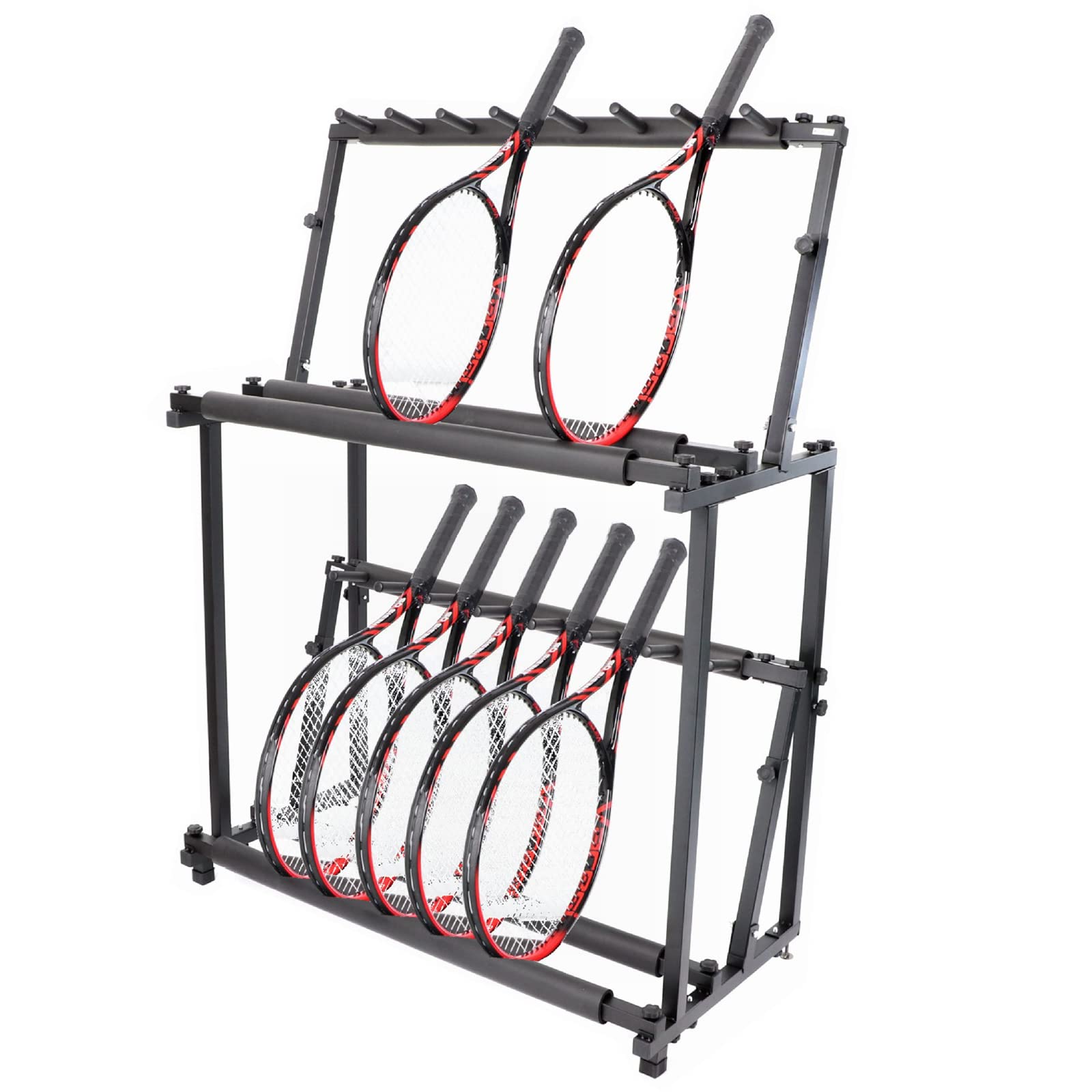 Rastrelliera per Racchette, Rastrelliera per Racchette da Tennis, Espositore per 14 Racchette da Badminton a Doppio Strato, Adatto per Attrezzature da Fitness Come Racchette da Tennis e Racchette da