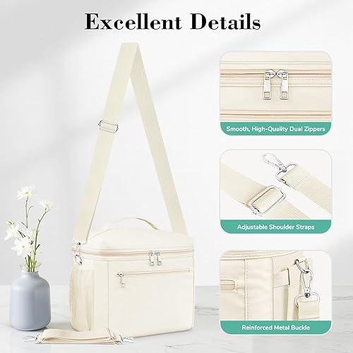 Miniatura 9 de DALINDA Lonchera térmica para mujeres, lonchera de gran capacidad de 13 L, bolsa enfriadora, ligera, de nailon impermeable, lonchera para el trabajo