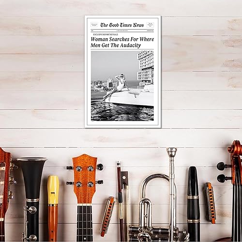 Miniatura 4 de Lienzo retro del New York Times para pared, diseño de mujer que busca dónde los hombres obtienen la audacia, pósteres vintage en blanco y negro,