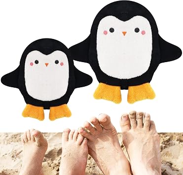 2Pcs Sand Remover for Beach, Skin-Friendly, Penguins | Baby Powder Sand Removal Bag for Kids and Adults, Beach Sand Remover for Vacation, Baby Beach Essentials, Beaches Accessories