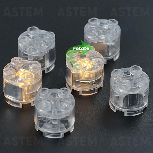 Miniatura 3 de ASTEM Warm Glow - Kit de accesorios de ladrillos iluminados, paquete de ladrillos de luz LED transparentes clásicos de 2 x 2, 6 piezas de bloques de