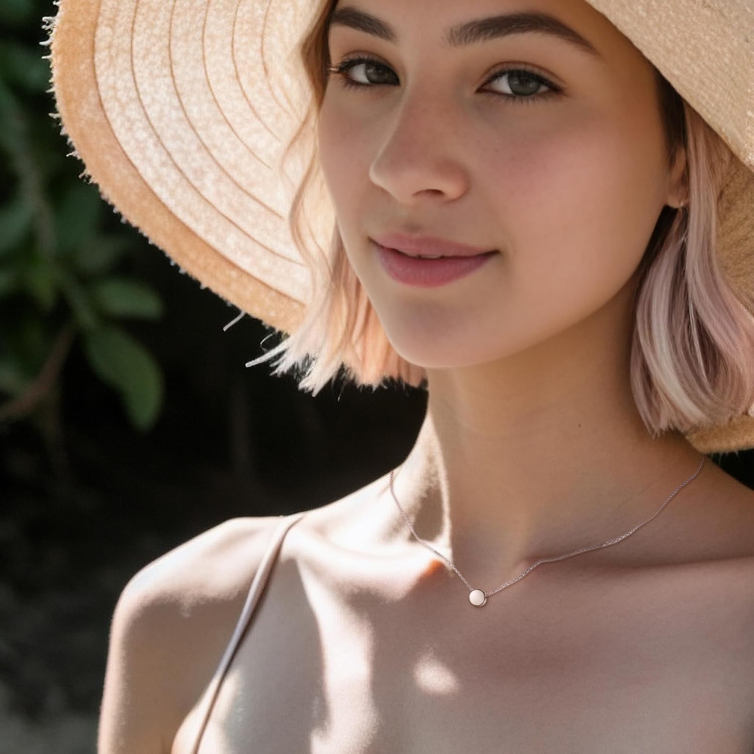 BriLove Gifts for Mom Women's 925 Sterling Silver Dainty Tiny Dot Necklace Round Circle Pendant Choker Necklacefor Mothers Day/Valentines Day/Birthday/Christmas/Anniversary - Image 3