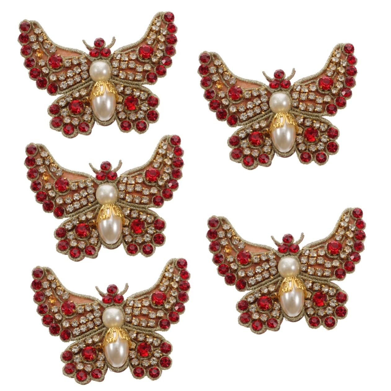 Lurrose 5pezzi Decorative Butterfly Patch Per Abbigliamento Fai Da Te Termoadesiva Strass Per Jeans Borse e Accessori Fashion