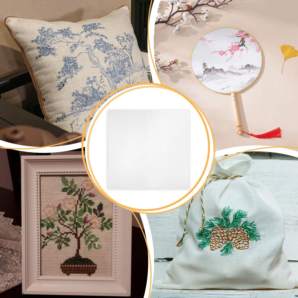 Neikafan 10 Pièces Toile Aida Tissu Broderie 20x20cm Avec Cadre à Broder 14.5cm Tissu Broderie Point De Croix Toile A Broder Pour Couture DIY Artisanat Broderie Décoration