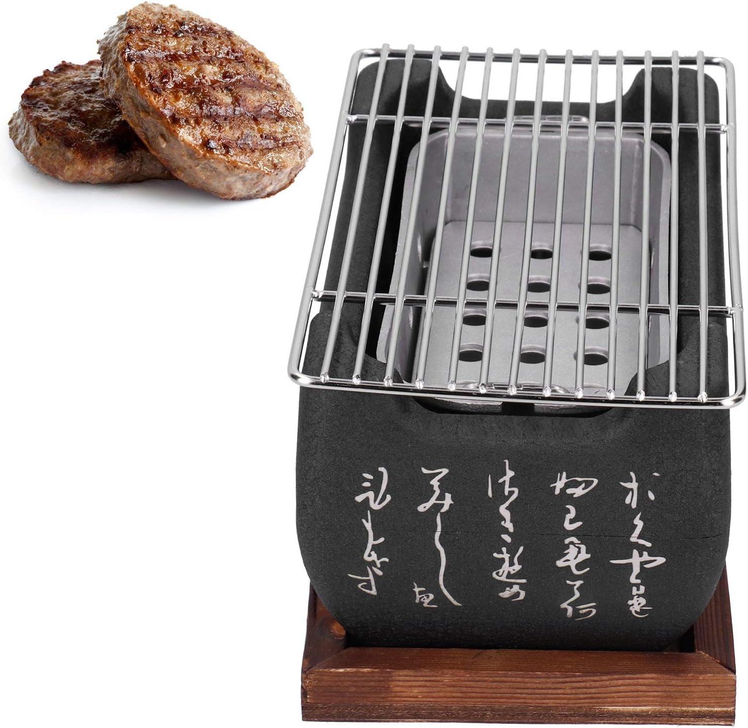 Barbecue a carbone giapponese barbecue da tavolo portatile con piastra di base, posacenere, piastra di carbone, rete per barbecue, piano cottura in alluminio per interni ed esterni Barbecue a carbone giapponese barbecue da tavolo portatile con piastra di base, posacenere, piastra di carbone, rete per barbecue, piano cottura in alluminio per interni ed esterni