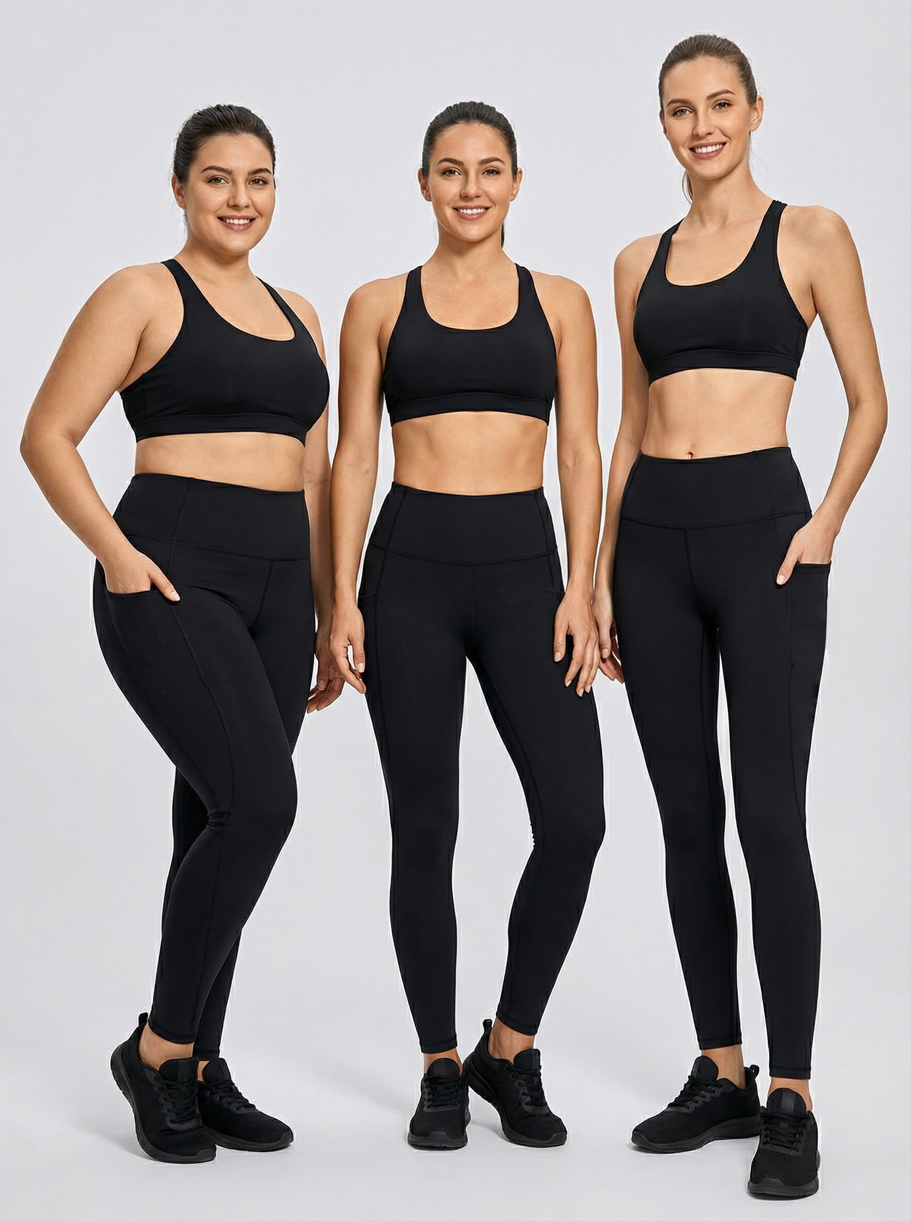 Phisockat Pantalones de Yoga de Cintura Alta para Mujeres, Control de Abdomen y Levantamiento de Cadera, Leggings de Yoga elásticos de 4 vías con 3 Bolsillos - Negro - X-Small