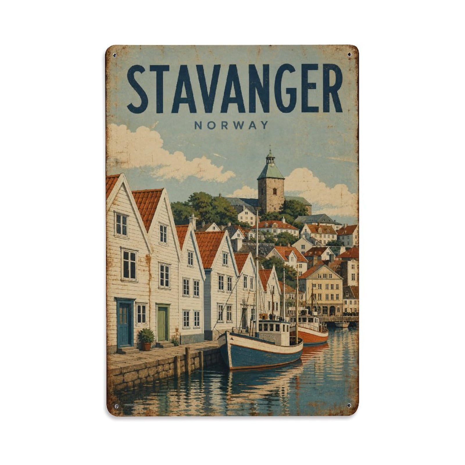Metal Tin Sign Retro Travel Norway Stavanger
