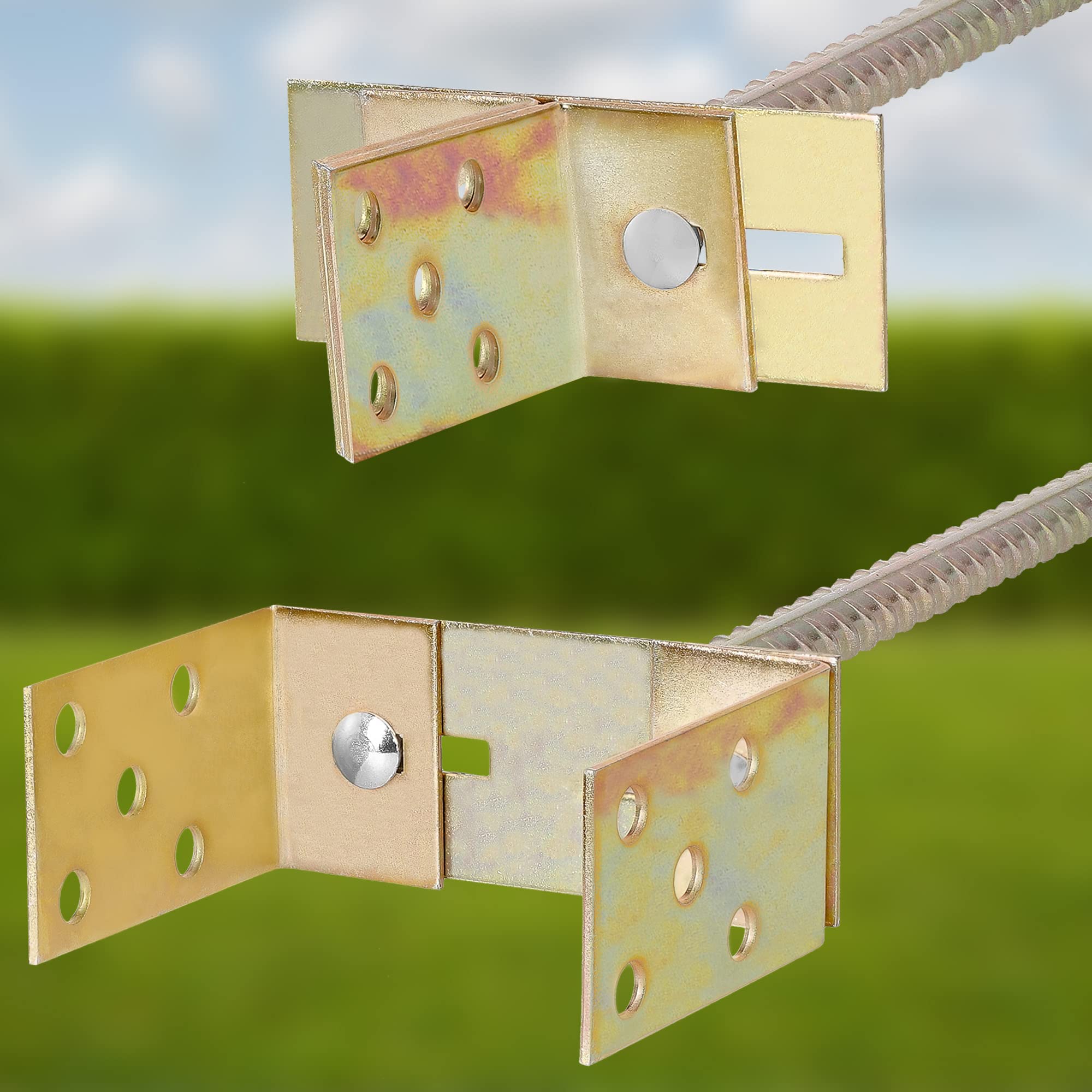 KOTARBAU® 4 pièces Support de Poteau à Sceller - Acier - 400 mm - Or - Support Poteau Bois - Largeur Réglable 0-160 mm - avec Ancrage Béton - pour Poteaux et Poutres Bois