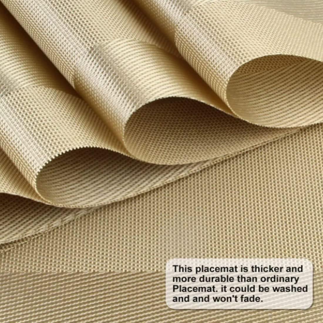 Solitude Placemats Set of 6 Dining Table Place Mats | Placemats Table Mat PVC Material | Non-Slip Heat Resistant | Dining Tablemates Washable Anti-Skid | Size 45 x 30 CM (Gold) — Amazon image 5