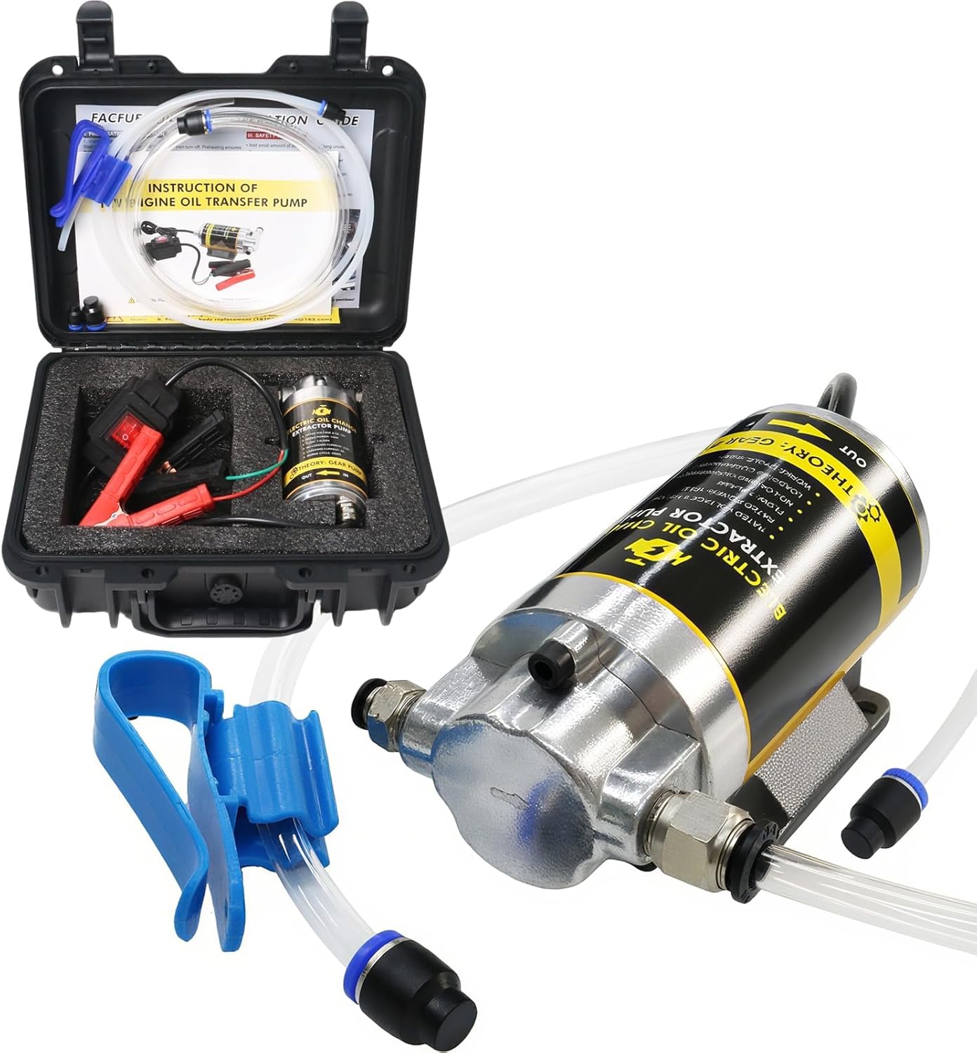 Electric Oil Extractor Pump, Engine Oil Change Pump 12/24V, Transmission Suction Pump with 100W Motor & Longer Hose, Oil Transfer Pump for Hydraulic, Differential, Gear, Lubricating Oil