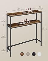 Vista 3 de VASAGLE Mesa consola, mesa de sofá estrecha de 2 niveles con 2 estantes, 7.9 x 31.5 x 31.5 pulgadas, para sala de estar, pasillo, entrada, marrón