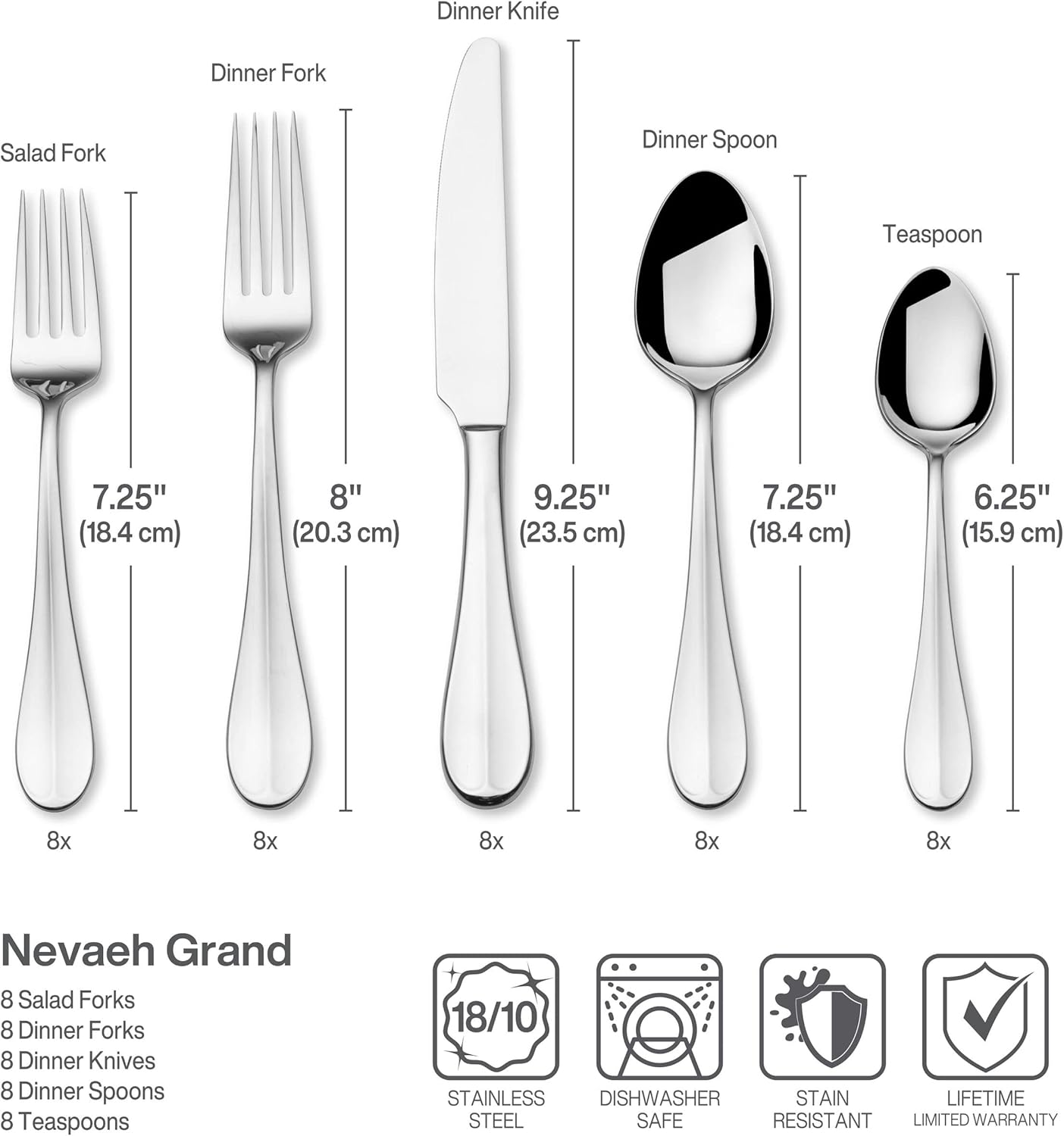 Fitz & Floyd Fitz and Floyd Nevaeh Coupe Silverware 45 piece service for eight, Gray, (5266455)