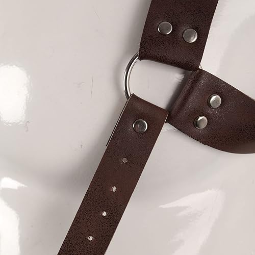 Miniatura 7 de Aislor Tirantes de cuero trenzado con espalda en H en estilo vintage medieval renacentista con clips antideslizantes