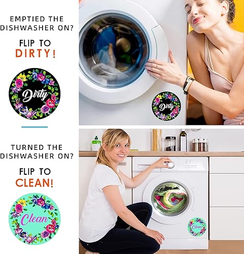Miniatura 3 de Imán para lavavajillas, indicador de letrero limpio y sucio, imán de doble cara con placa magnética, lavadora de platos de cocina, refrigerador,