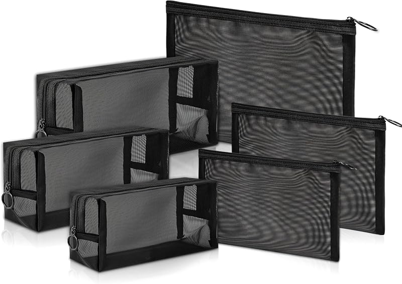 Necessaire de malha Unoutur com zíper para maquiagem e viagem, 6 unidades