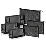 pouch,Mesh Cosmetic Bag Portable Makeup Pouch Travel Toiletry Bag for Makeup Organizer Home Office Travel Accessories,6 Pieces Mesh Makeu