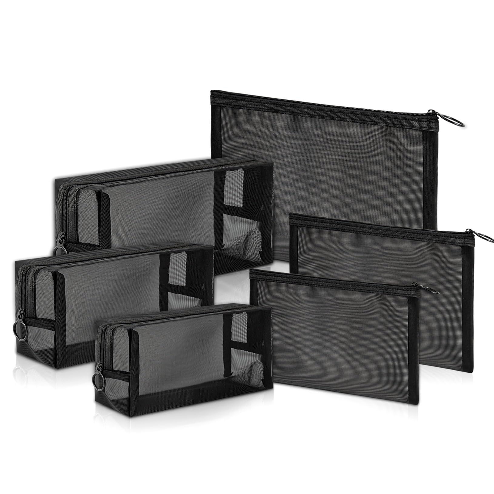 Unoutur pouch,Mesh Cosmetic Bag Portable Makeup Pouch Travel Toiletry Bag for Makeup Organizer Home Office Travel Accessories,6 Pieces Mesh Makeu